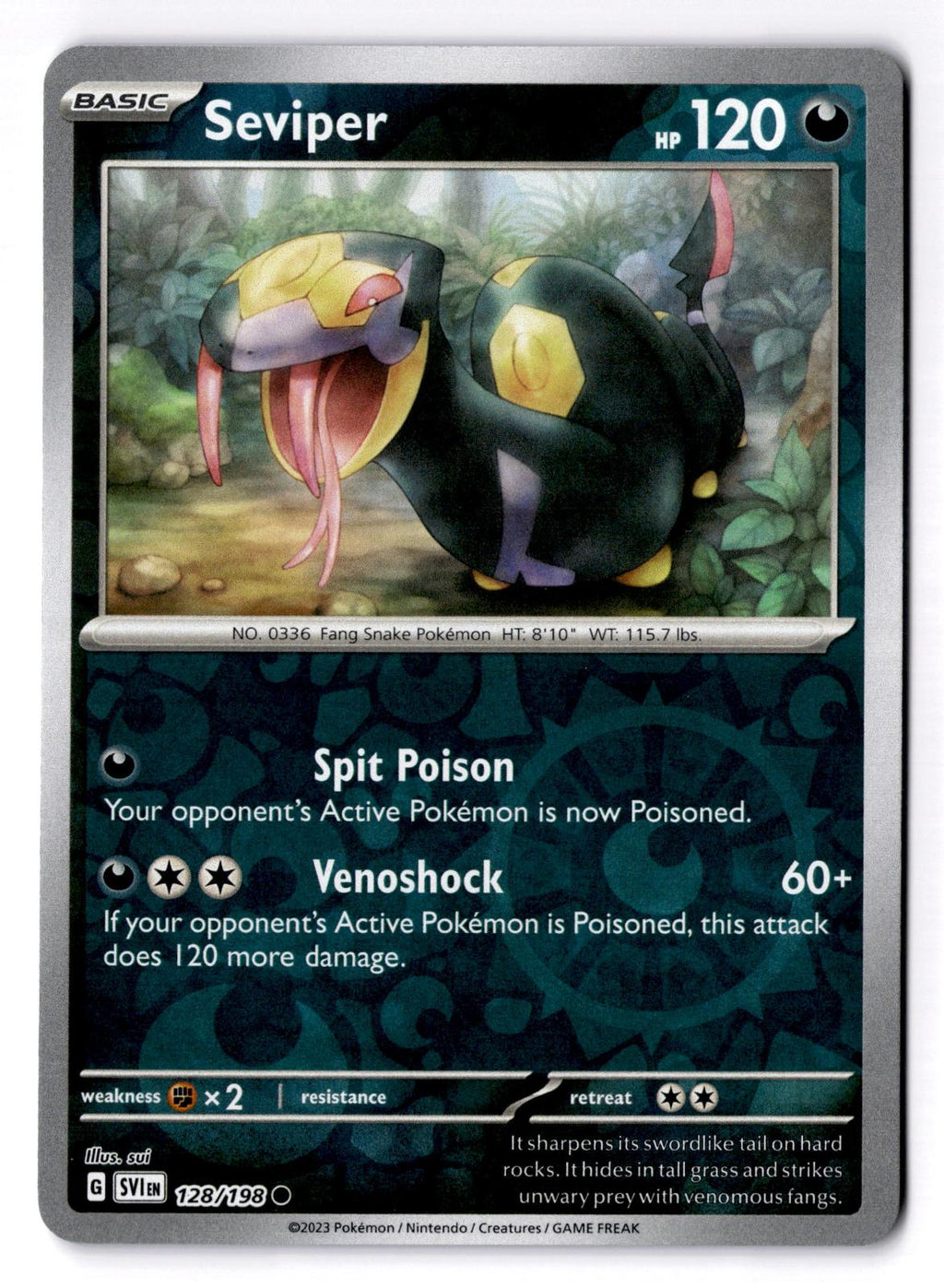 Seviper 128/198 Common Scarlet & Violet Pokemon Reverse Holo Near Mint