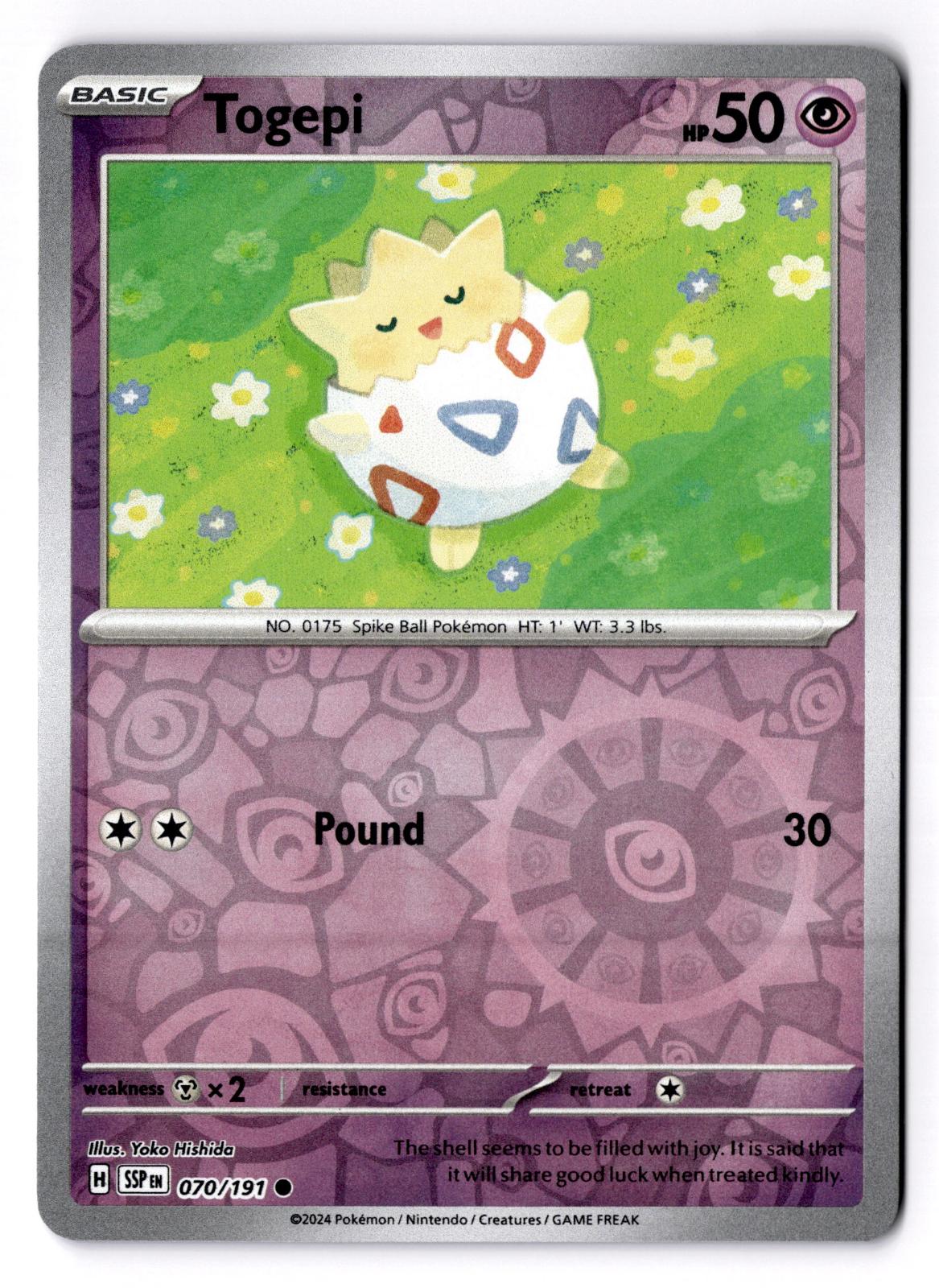 Togepi 070/191 Common Surging Sparks Pokemon Reverse Holo Near Mint