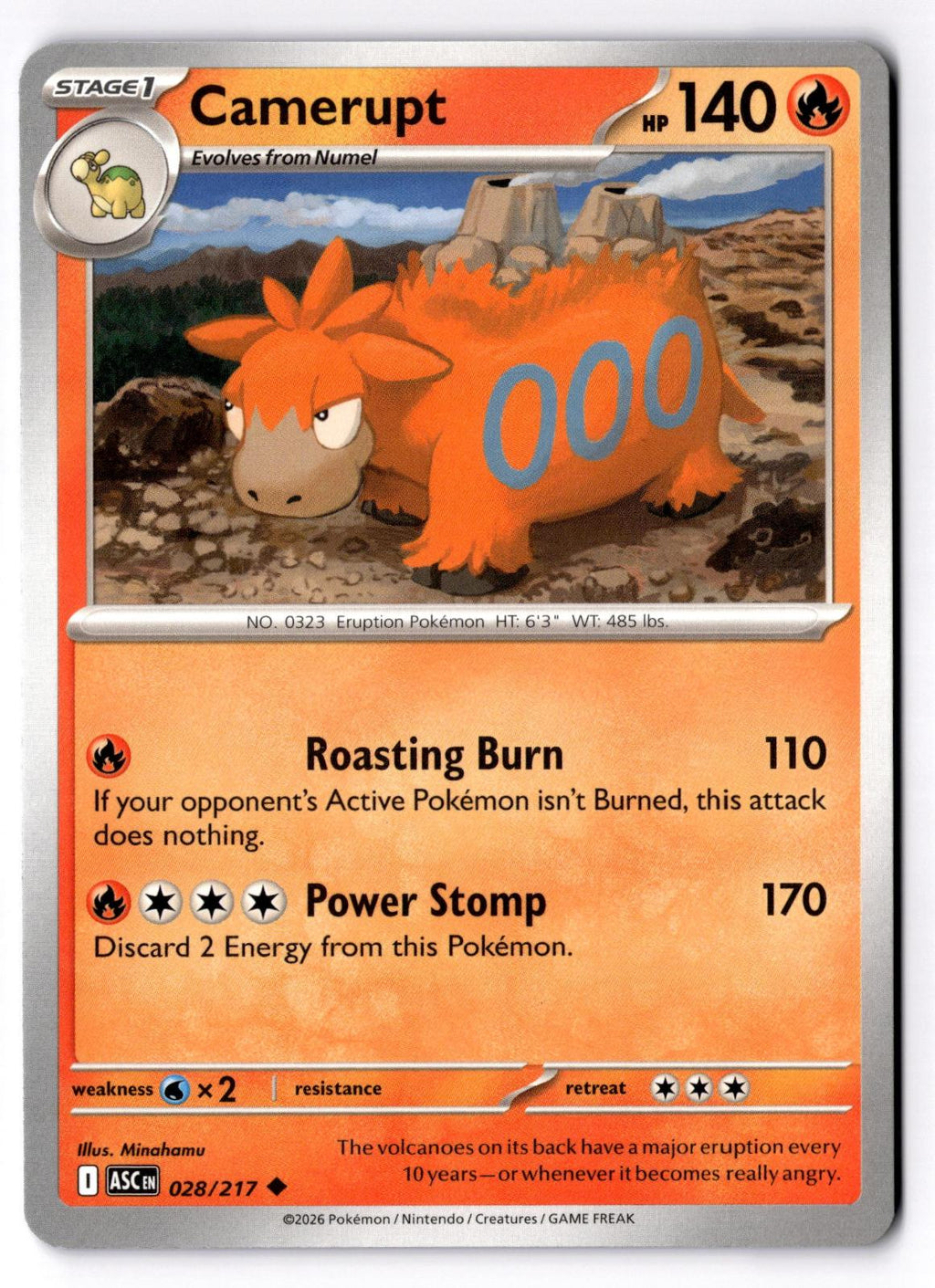 Camerupt 028/217 Uncommon Ascended Heroes Pokemon Near Mint