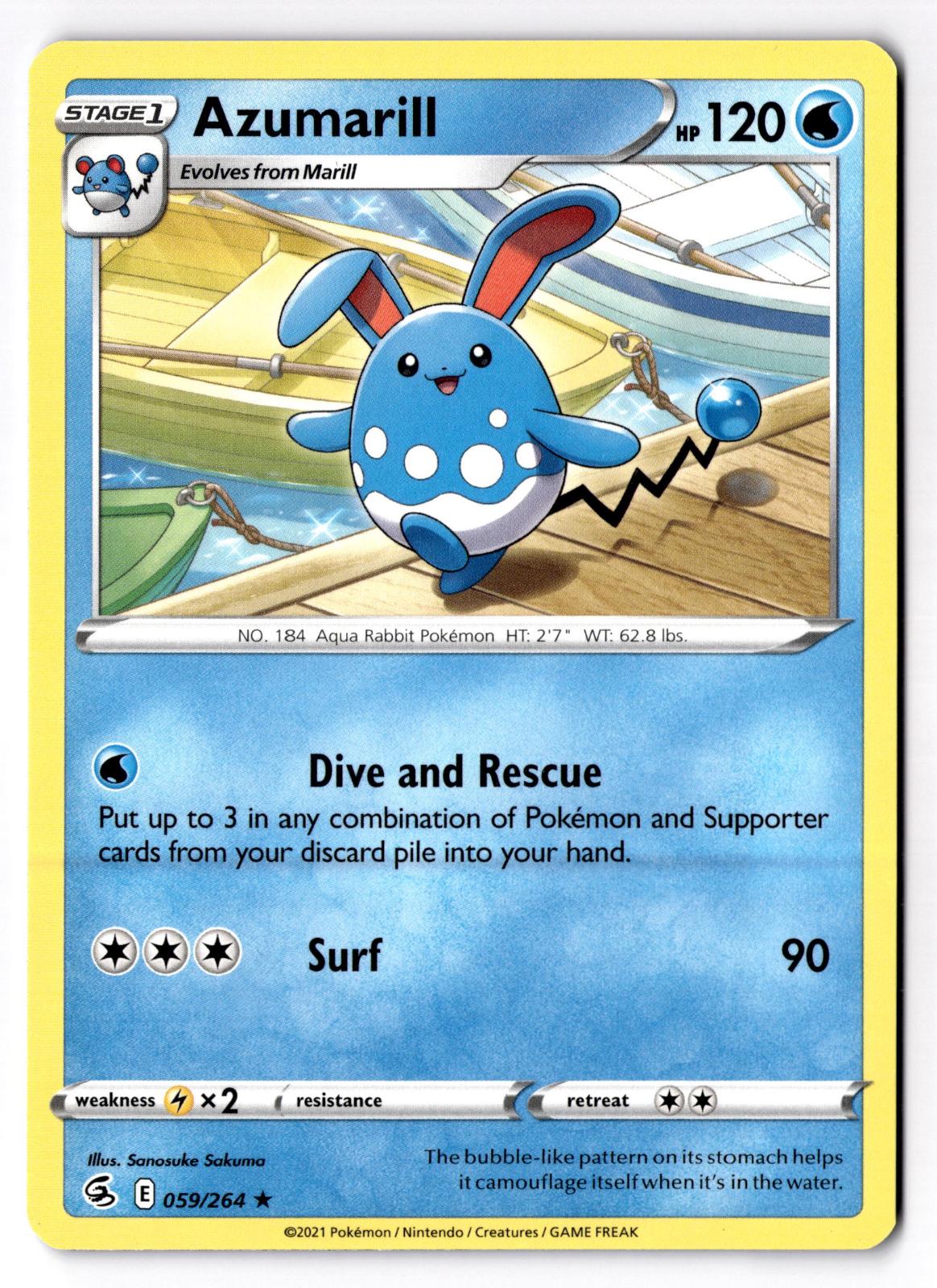 Azumarill 059/264 Rare Fusion Strike Pokemon Near Mint
