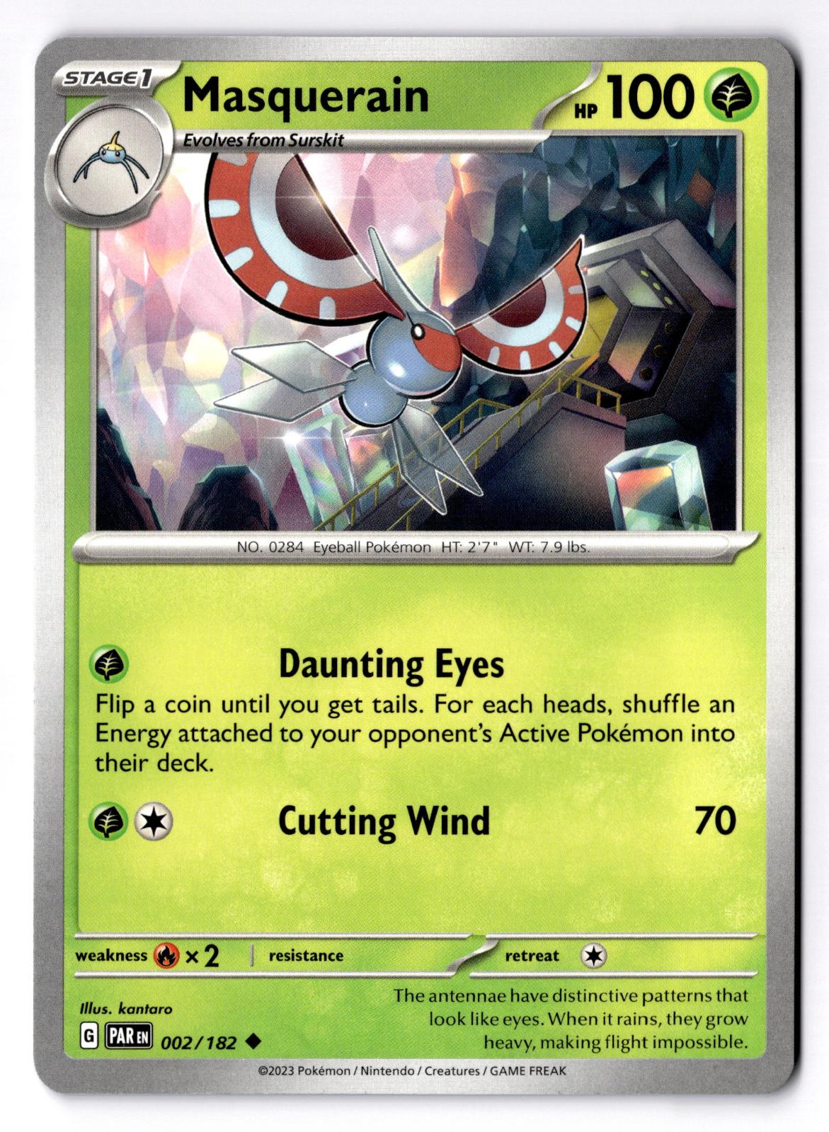 Masquerain 002/182 Uncommon Paradox Rift Pokemon Near Mint