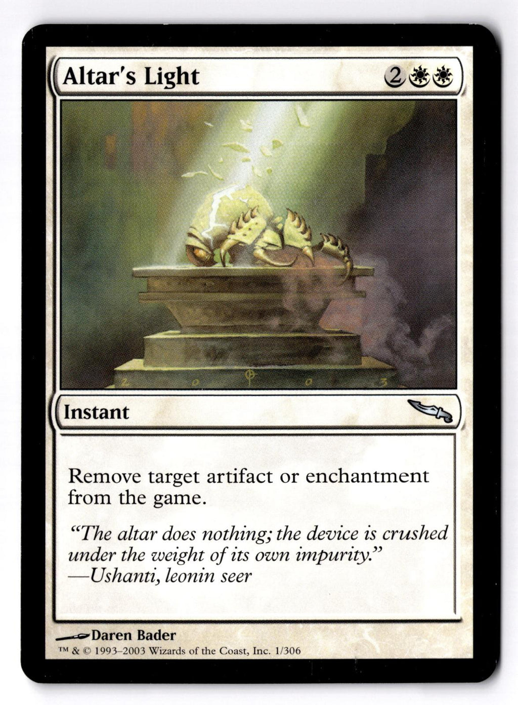Altar's Light 1 Uncommon Mirrodin Magic: The Gathering Moderately Played