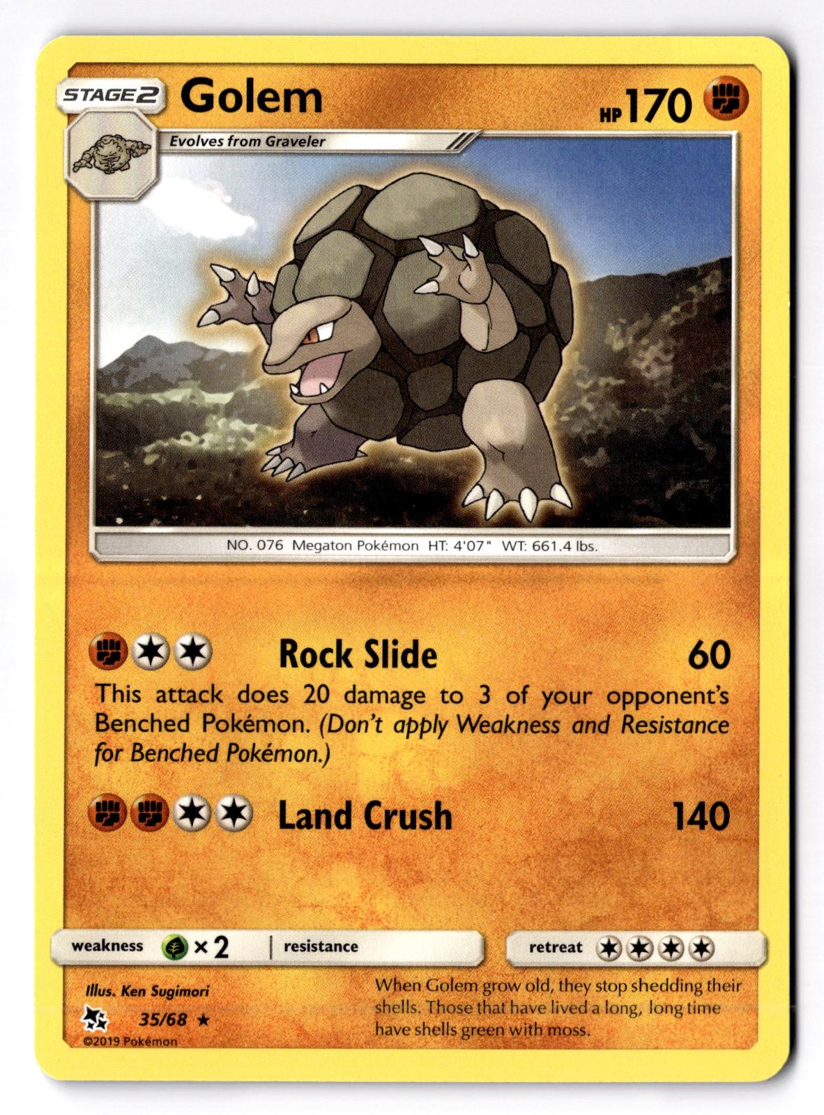 Golem 35/68 Rare Hidden Fates Pokemon Lightly Played