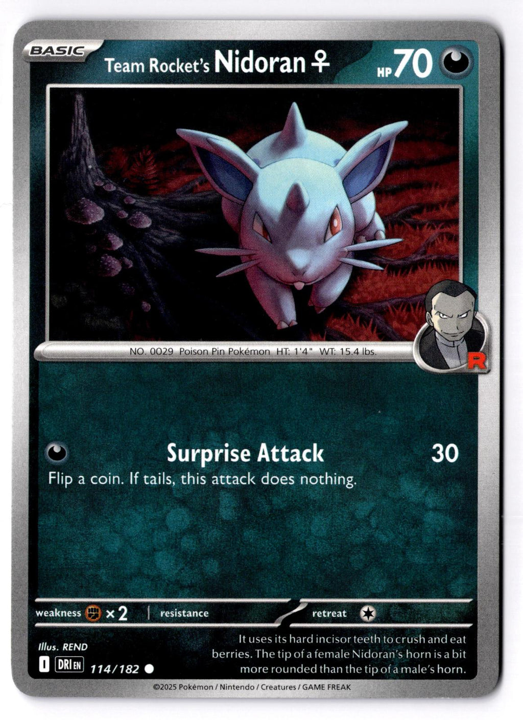 Team Rocket's NidoranF 114/182 Common Destined Rivals Pokemon Near Mint