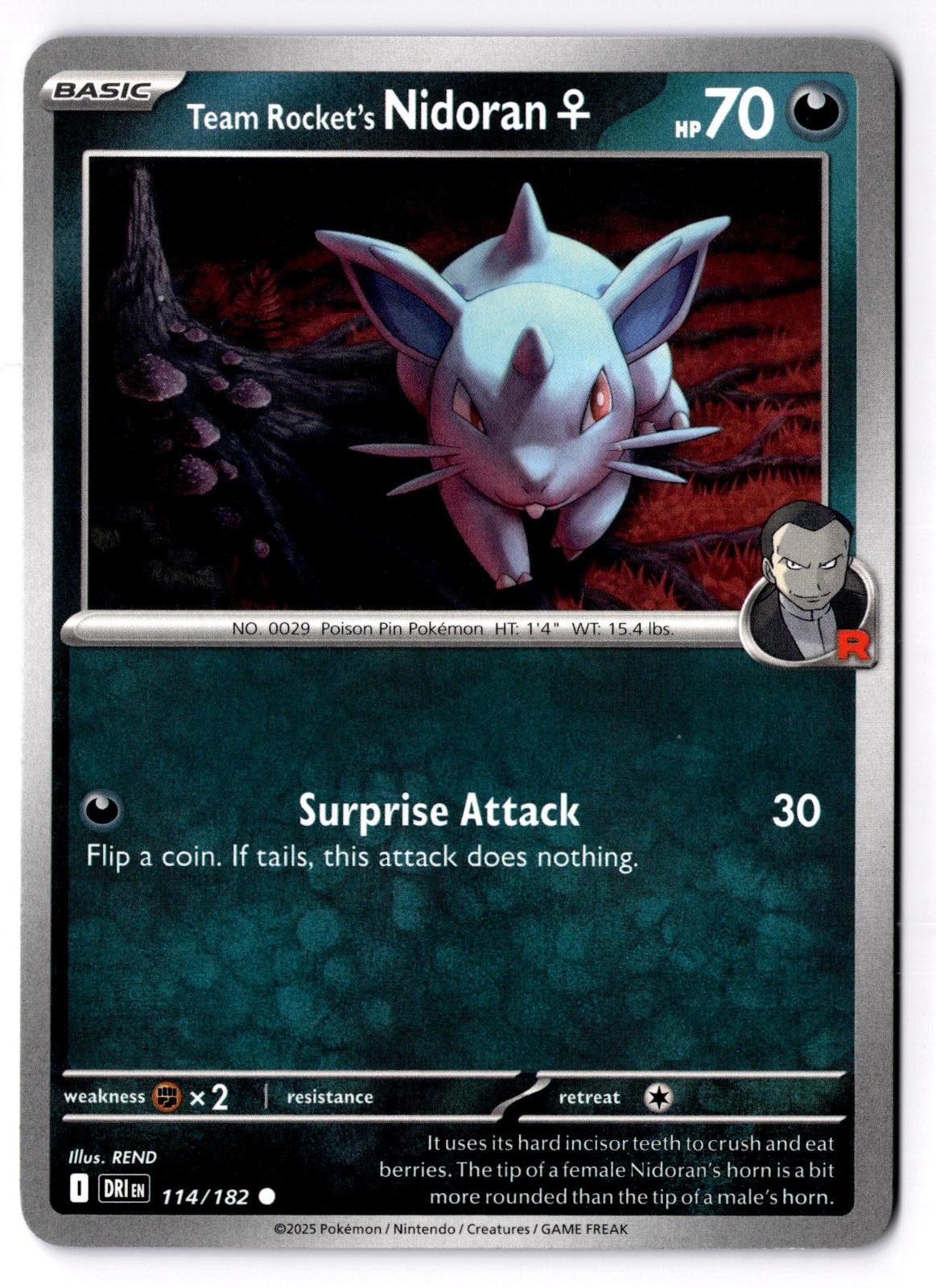 Team Rocket's NidoranF 114/182 Common Destined Rivals Pokemon Near Mint