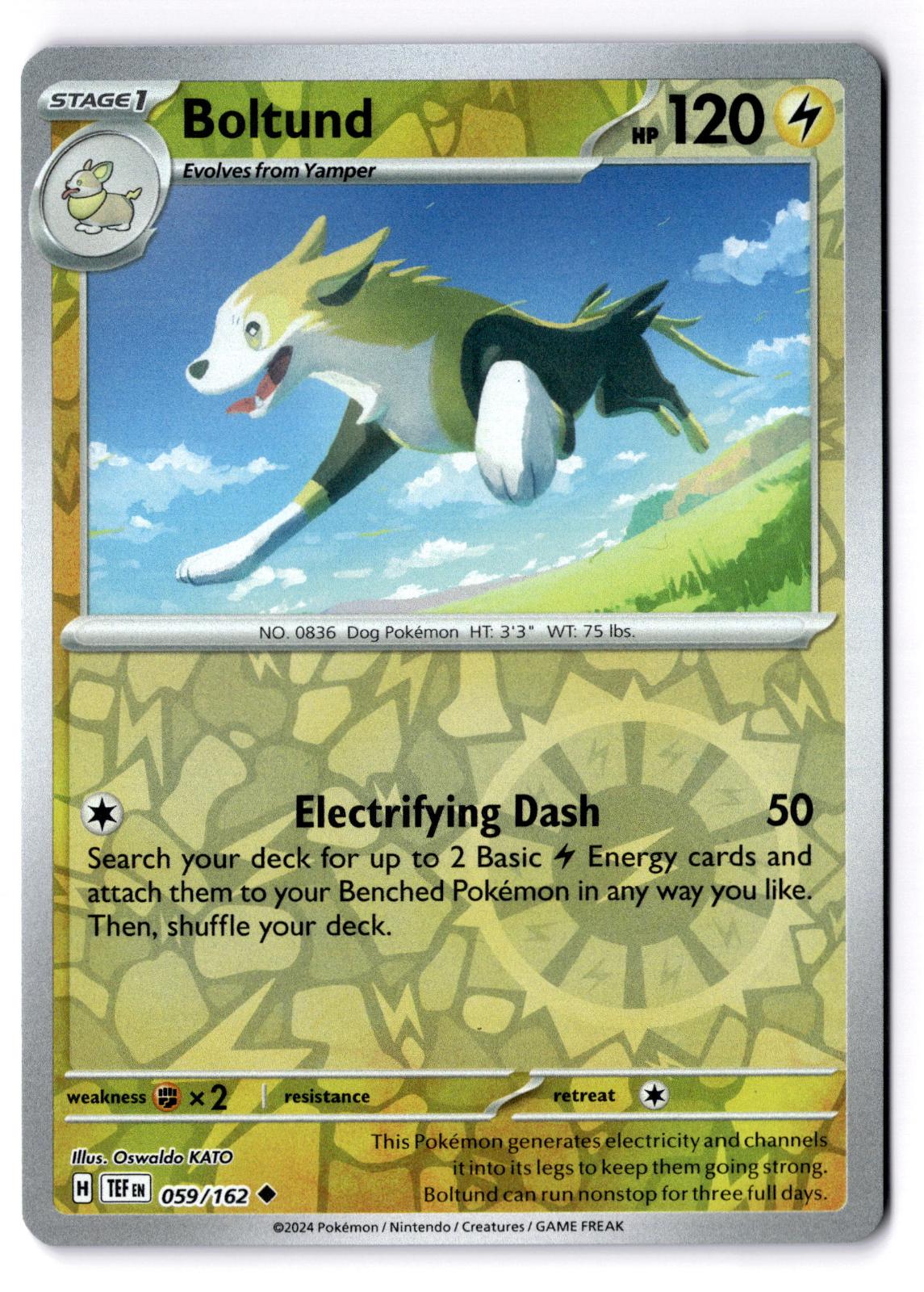 Boltund 059/162 Uncommon Temporal Forces Pokemon Reverse Holo Near Mint