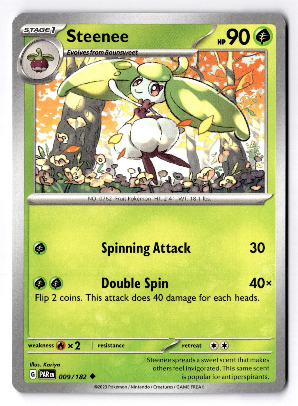 Steenee 009/182 Uncommon Paradox Rift Pokemon Near Mint