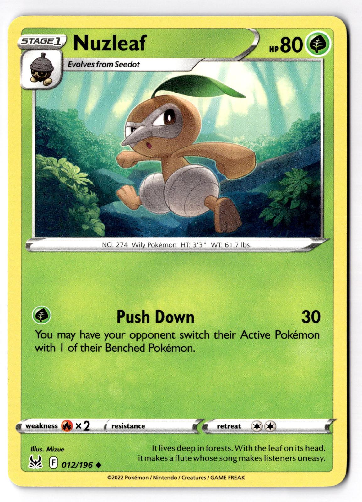 Nuzleaf 012/196 Uncommon Lost Origin Pokemon Near Mint
