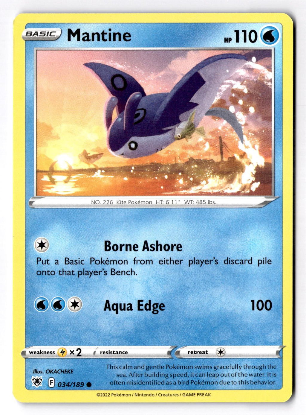 Mantine 034/189 Common Astral Radiance Pokemon Near Mint