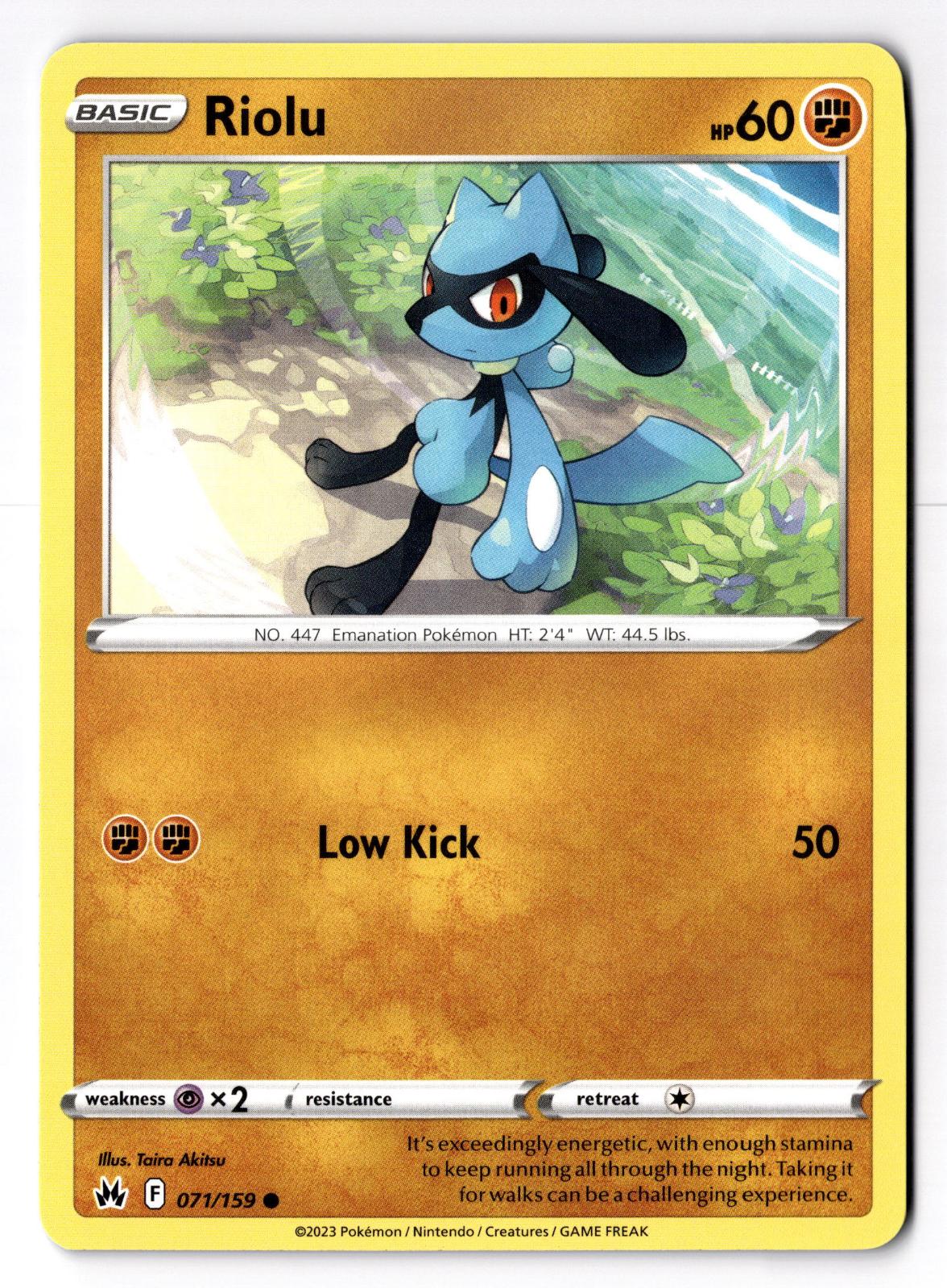 Riolu 071/159 Common Crown Zenith Pokemon Near Mint