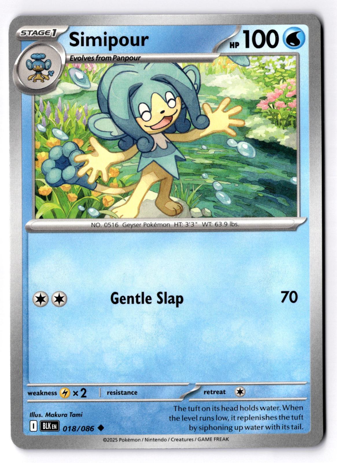 Simipour 018/086 Uncommon Black Bolt Pokemon Near Mint