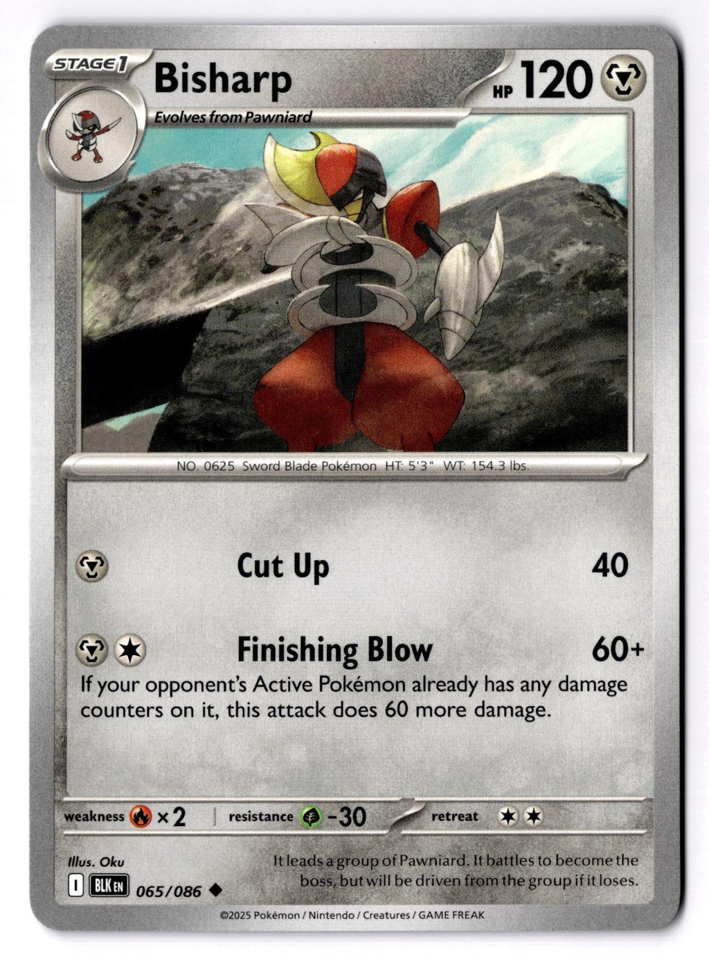 Bisharp 065/086 Uncommon Black Bolt Pokemon Near Mint