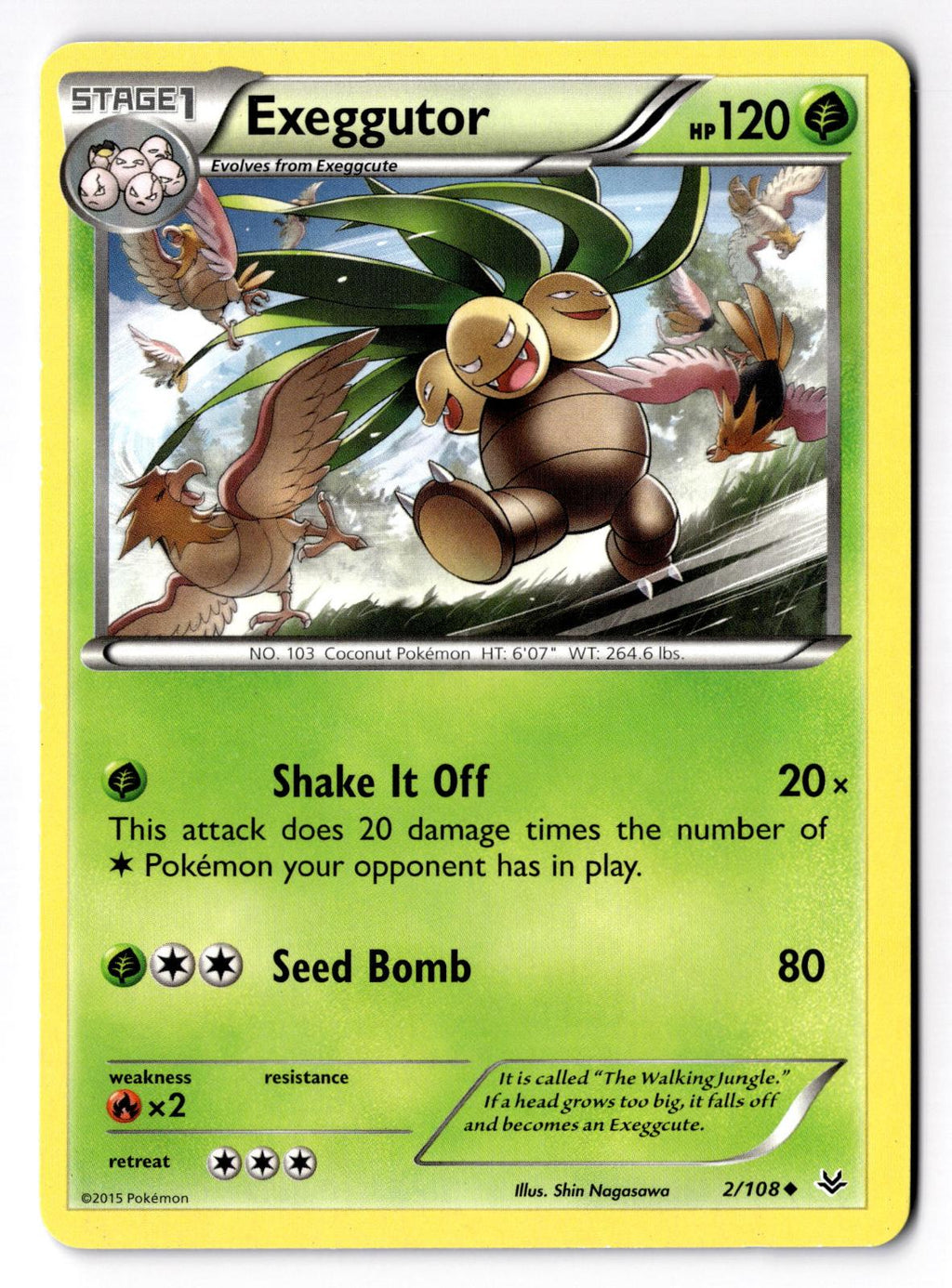 Exeggutor 2/108 Uncommon Roaring Skies Pokemon Lightly Played