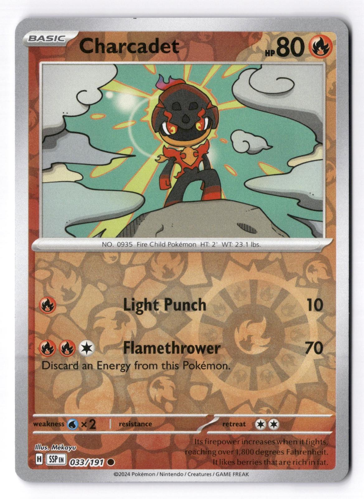 Charcadet 033/191 Common Surging Sparks Pokemon Reverse Holo Near Mint