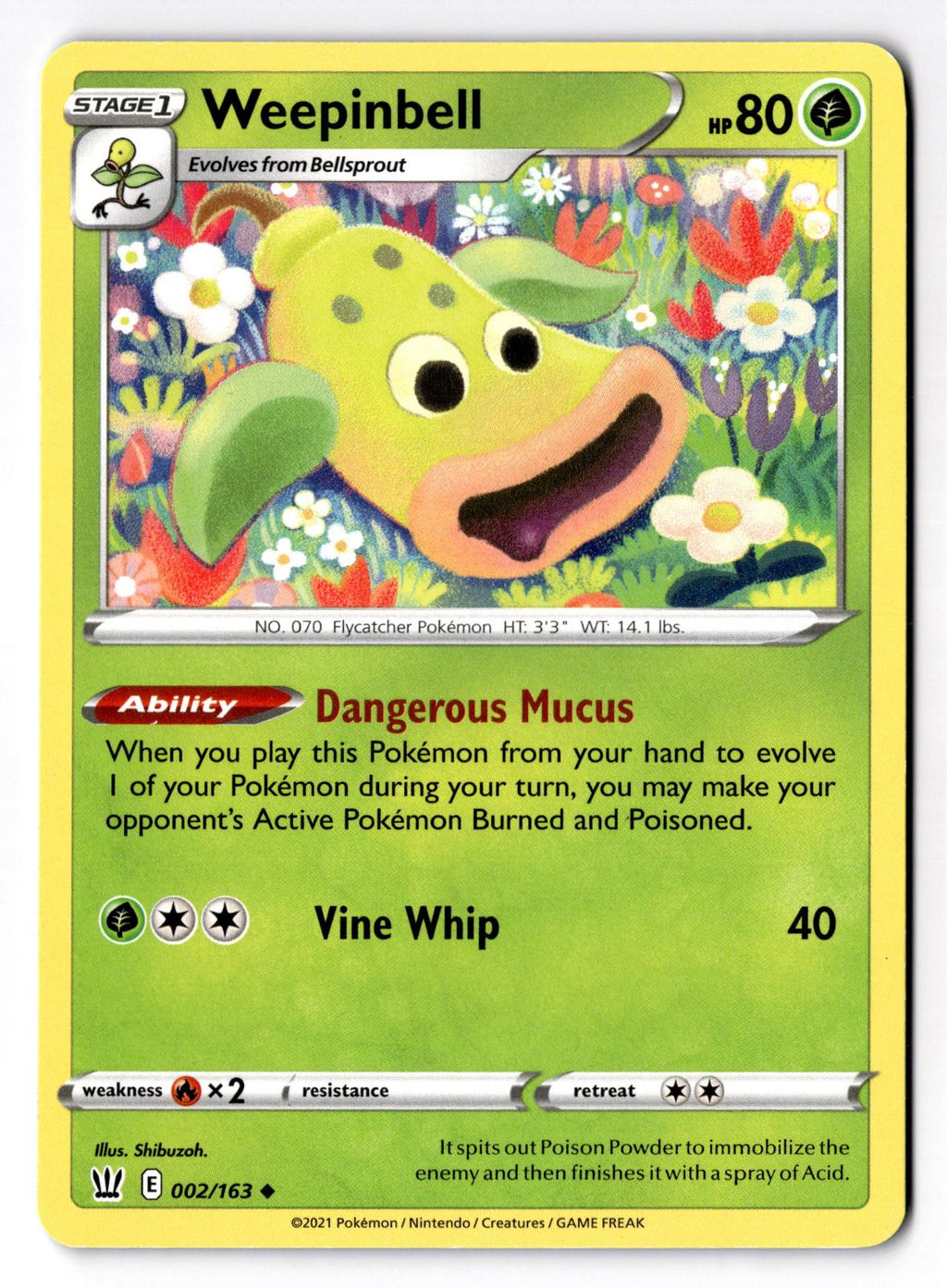 Weepinbell 002/163  Battle Styles Pokemon Lightly Played