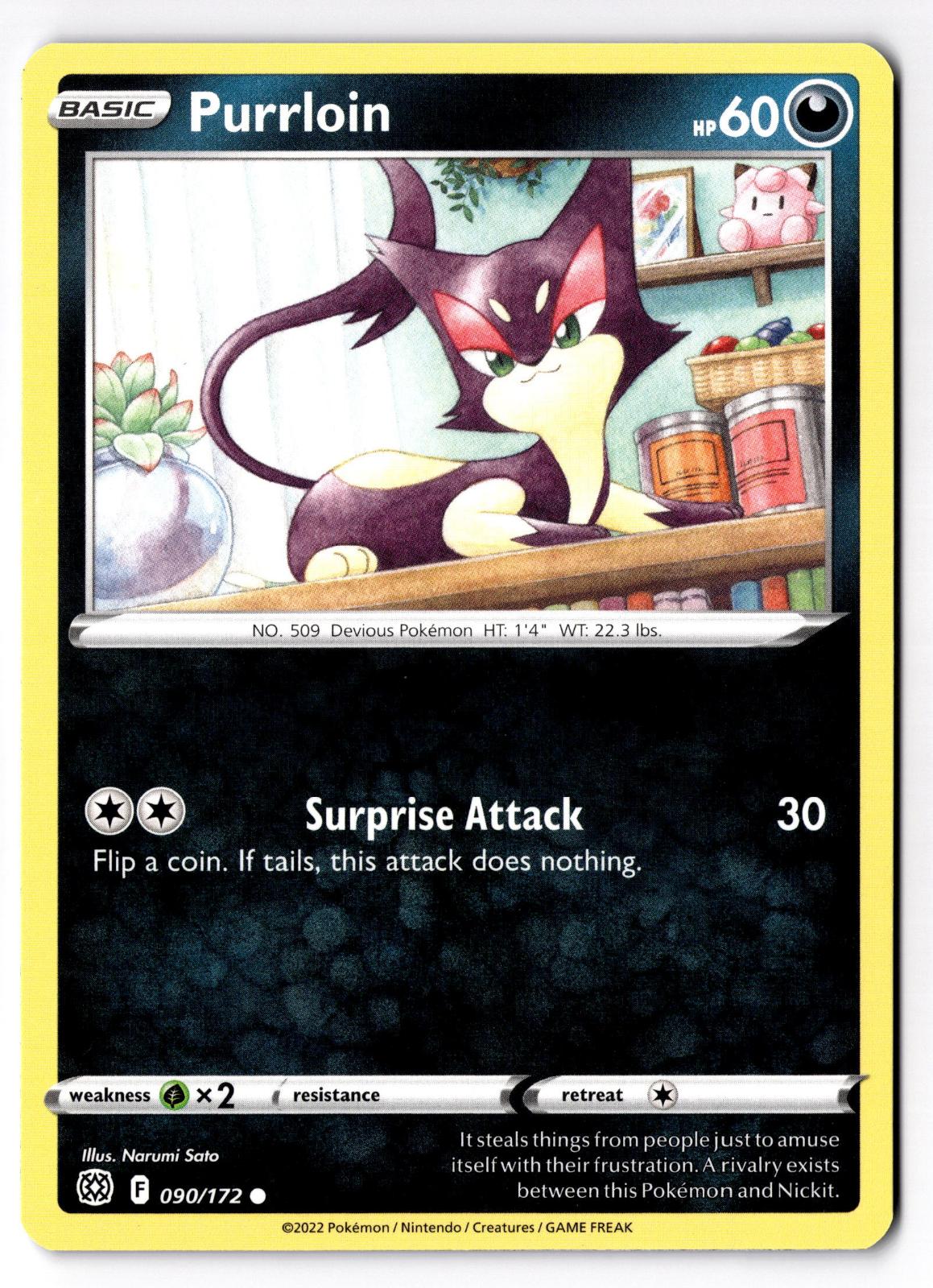 Purrloin 090/172 Common Brilliant Stars Pokemon Lightly Played