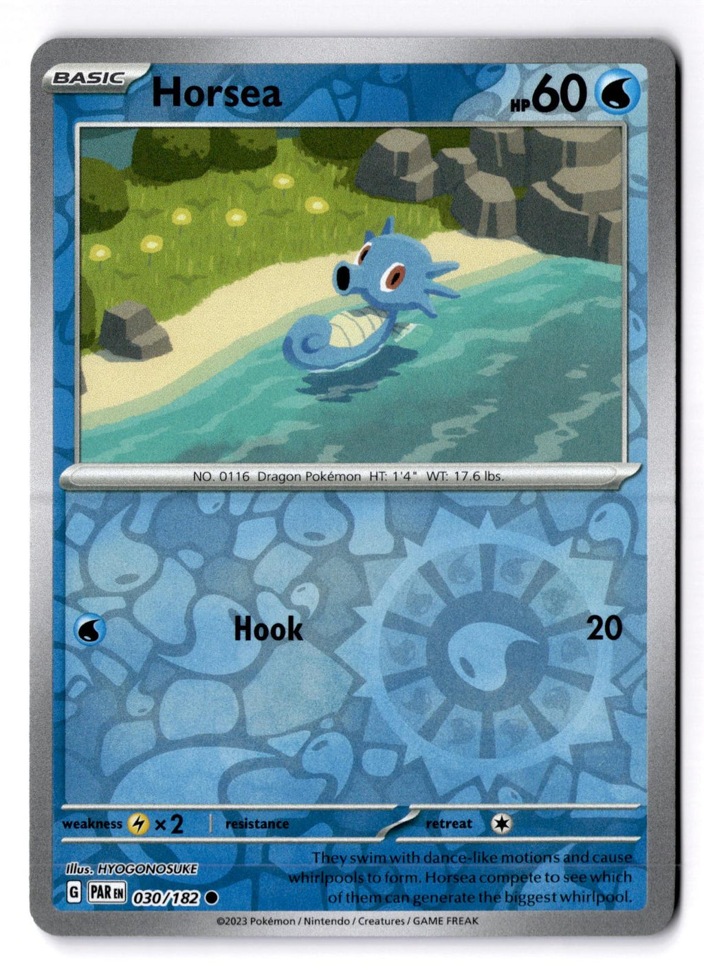 Horsea 030/182 Common Paradox Rift Pokemon Reverse Holo Near Mint