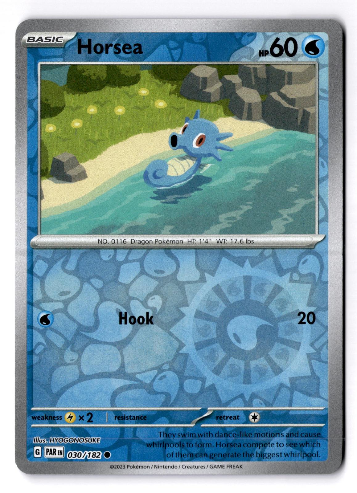 Horsea 030/182 Common Paradox Rift Pokemon Reverse Holo Near Mint