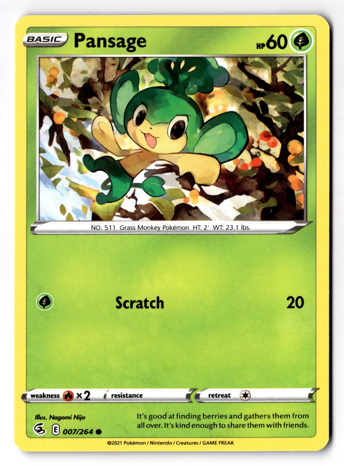 Pansage 007/264 Common Fusion Strike Pokemon Lightly Played
