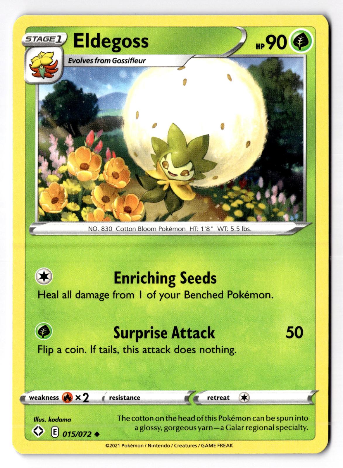 Eldegoss 015/072 Uncommon Shining Fates Pokemon Near Mint