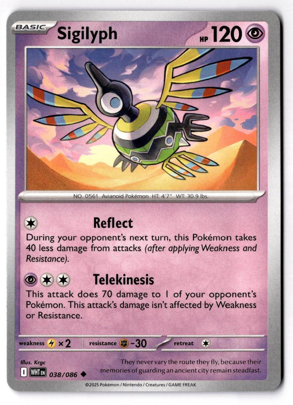 Sigilyph 038/086 Uncommon White Flare Pokemon Near Mint