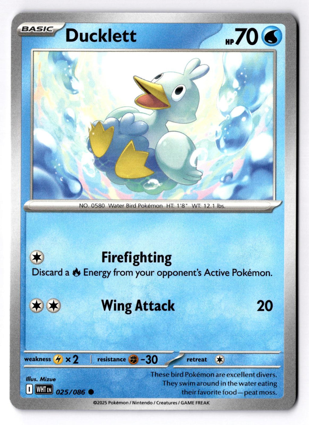 Ducklett 025/086 Common White Flare Pokemon Near Mint
