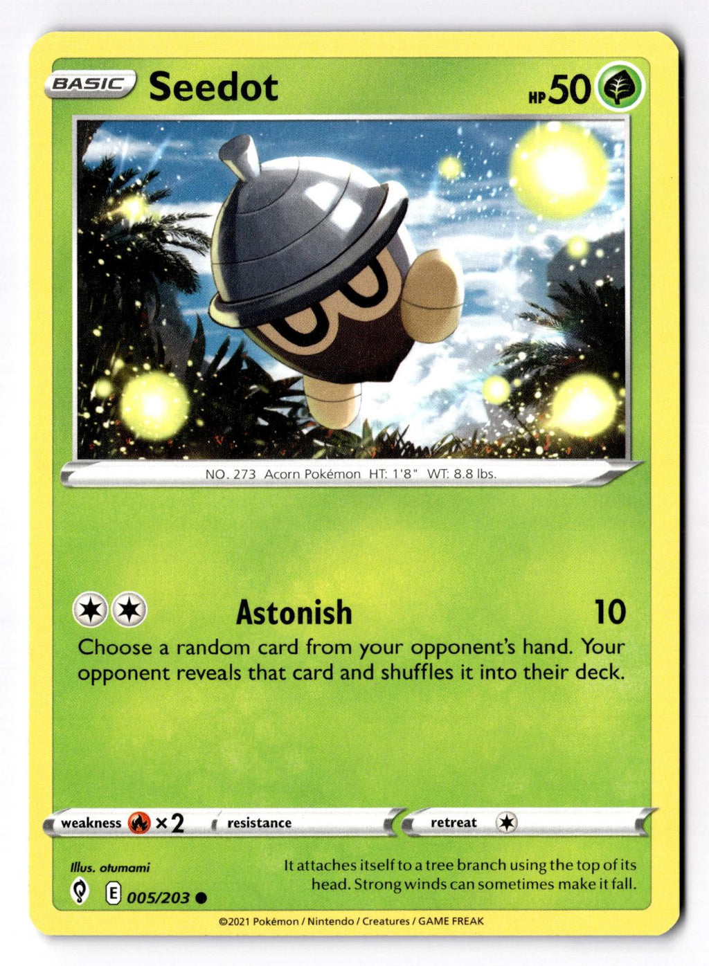 Seedot 005/203 Common Evolving Skies Pokemon Near Mint