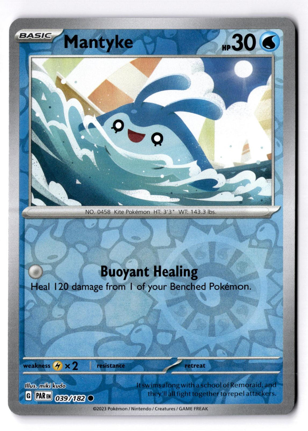 Mantyke 039/182 Common Paradox Rift Pokemon Reverse Holo Near Mint