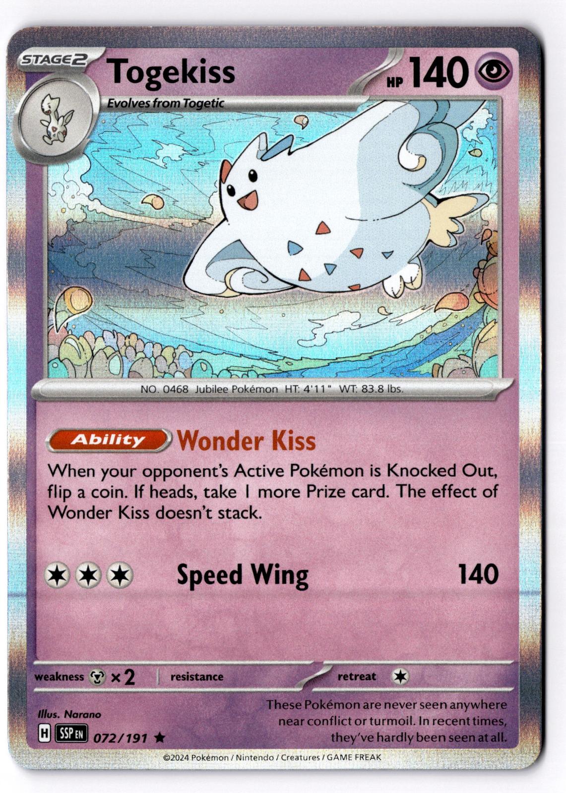 Togekiss 072/191 Rare Surging Sparks Pokemon Holo Near Mint