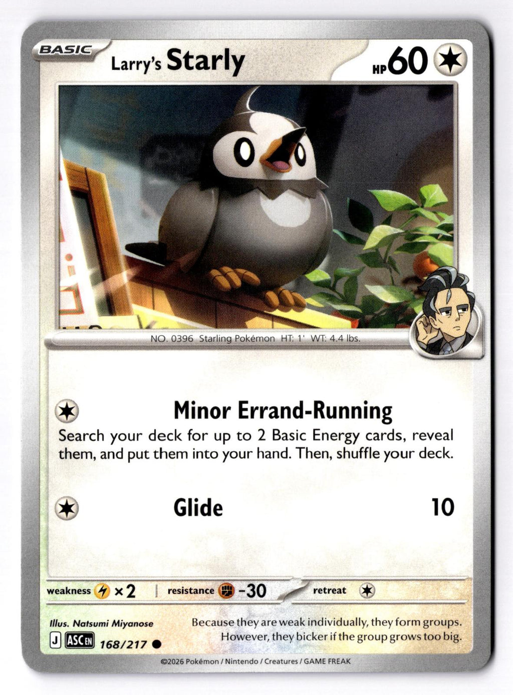 Larry's Starly 168/217 Common Ascended Heroes Pokemon Near Mint