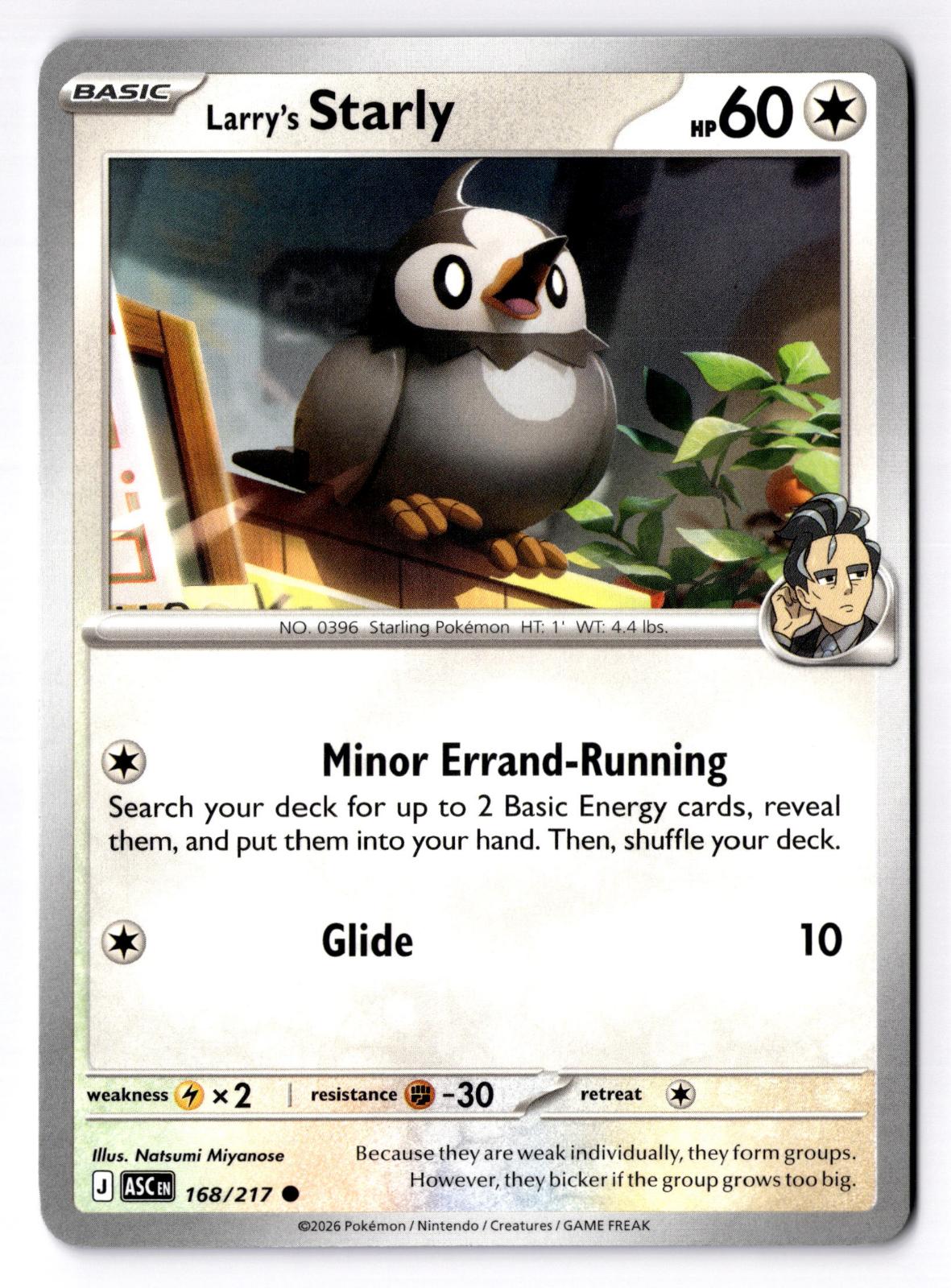Larry's Starly 168/217 Common Ascended Heroes Pokemon Near Mint