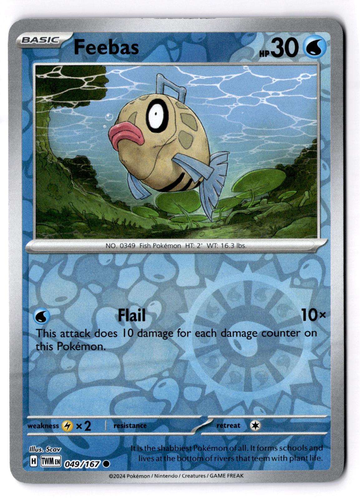 Feebas 049/167 Common Twilight Masquerade Pokemon Reverse Holo Near Mint