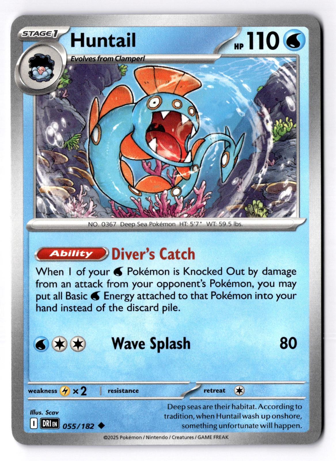 Huntail 055/182 Uncommon Destined Rivals Pokemon Near Mint