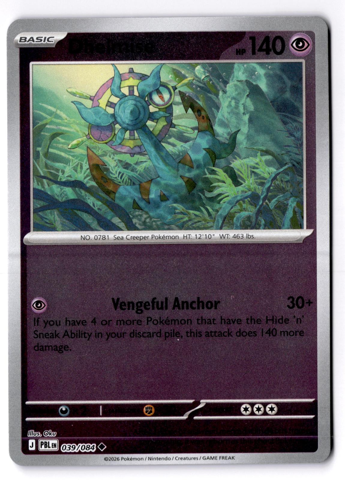 Dhelmise 039/084 Uncommon Pitch Black Pokemon Reverse Holo Lightly Played