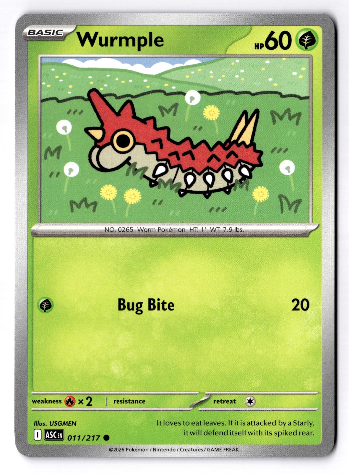 Wurmple 011/217 Common Ascended Heroes Pokemon Near Mint