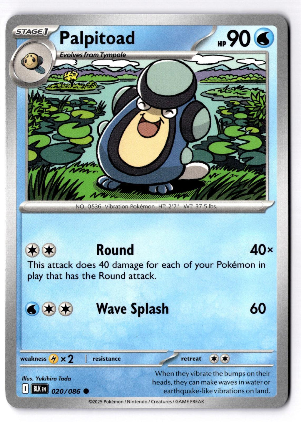 Palpitoad 020/086 Common Black Bolt Pokemon Near Mint