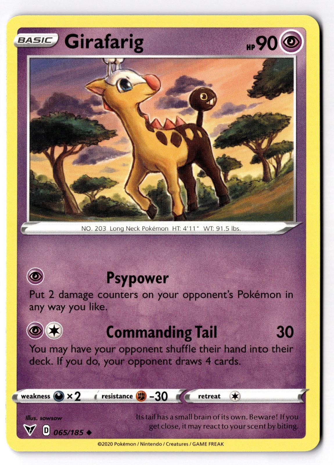 Girafarig 065/185 Uncommon Vivid Voltage Pokemon Lightly Played