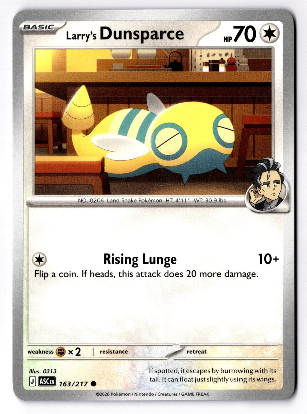 Larry's Dunsparce 163/217 Common Ascended Heroes Pokemon Near Mint