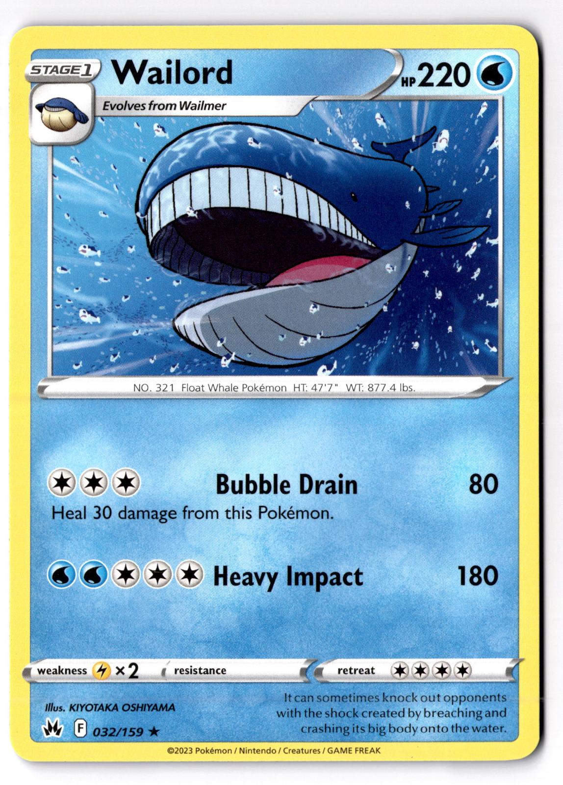 Wailord 032/159 Rare Crown Zenith Pokemon Near Mint