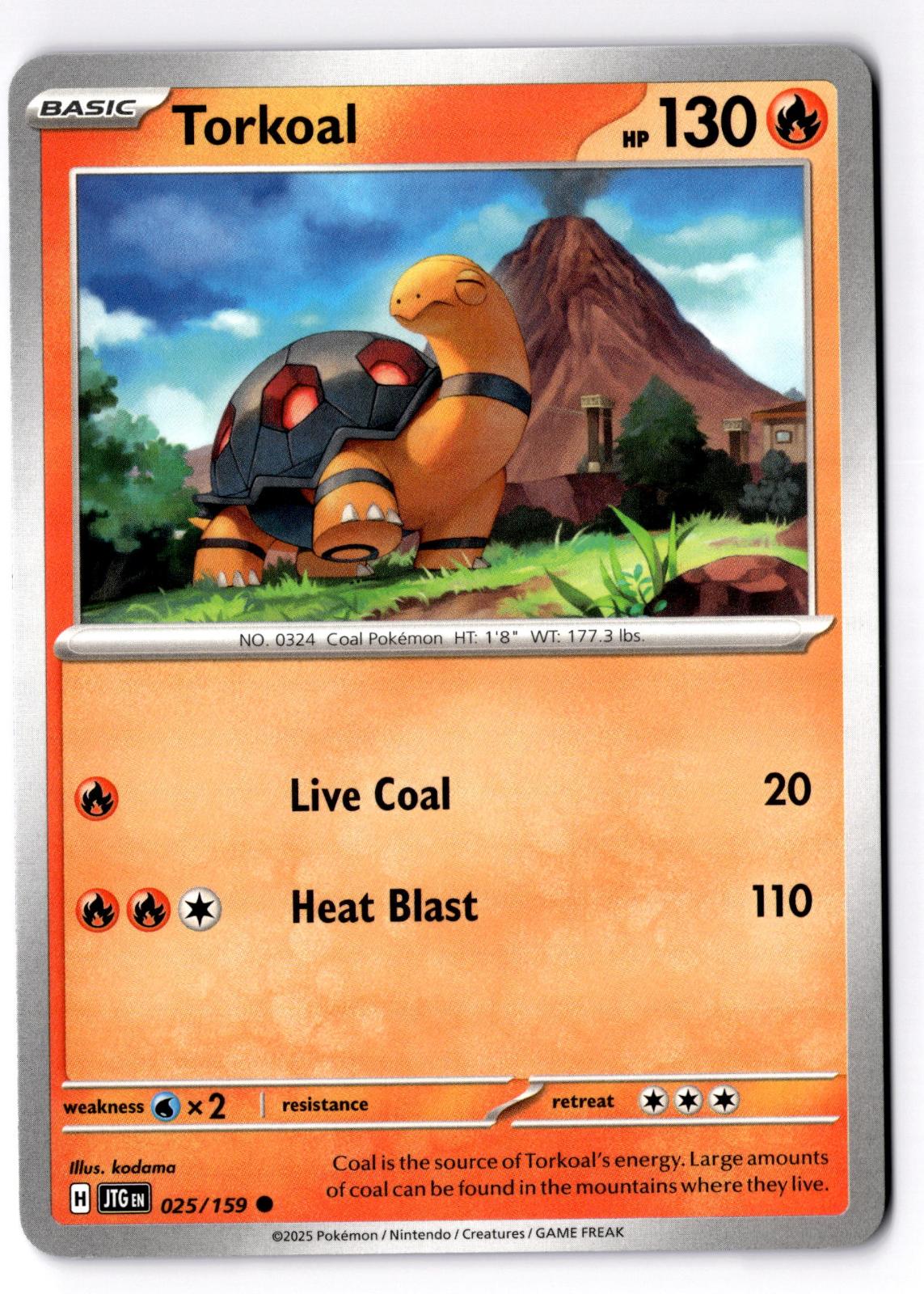 Torkoal 025/159 Common Journey Together Pokemon Near Mint