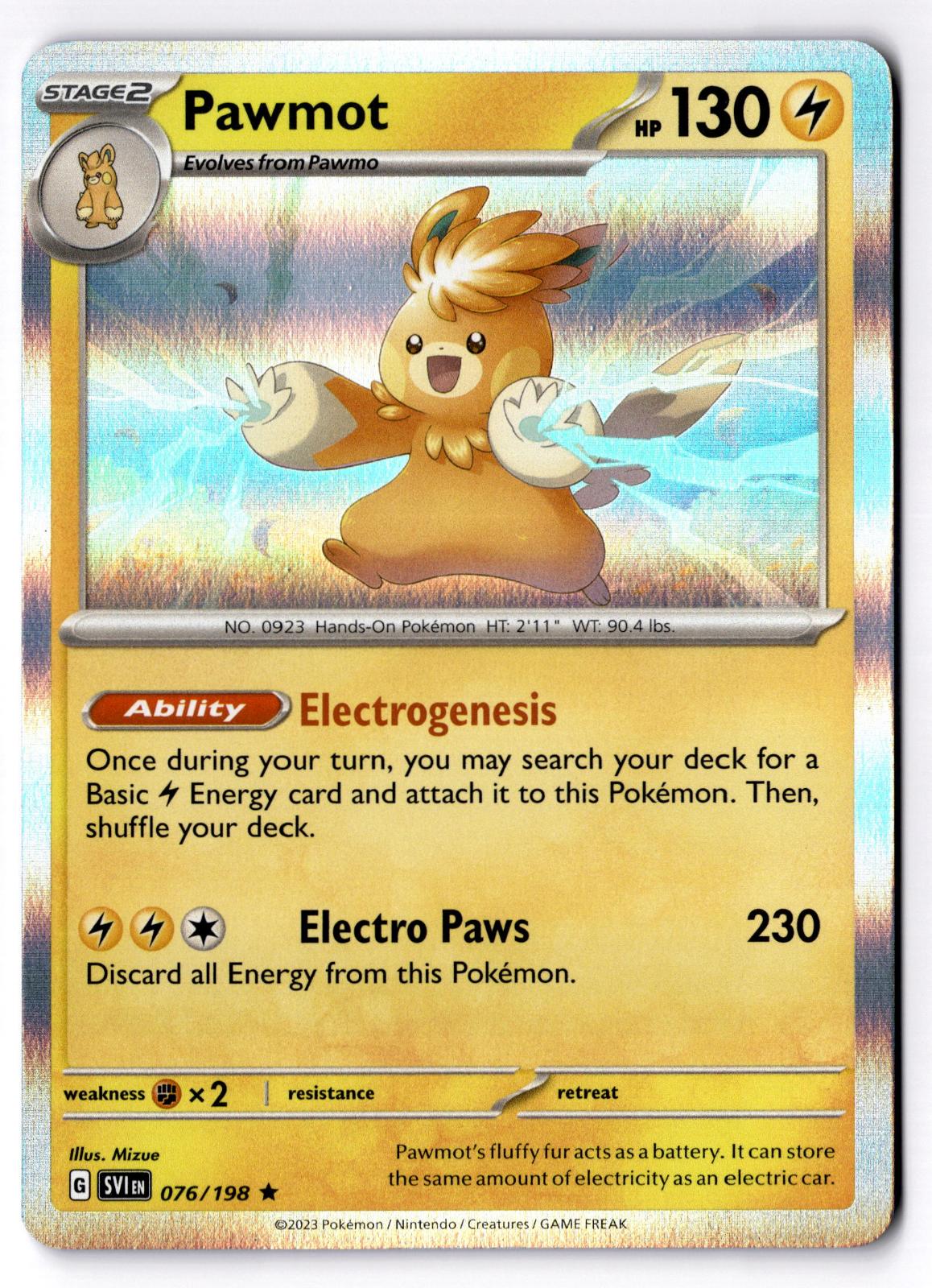 Pawmot 076/198 Rare Scarlet & Violet Pokemon Holo Near Mint