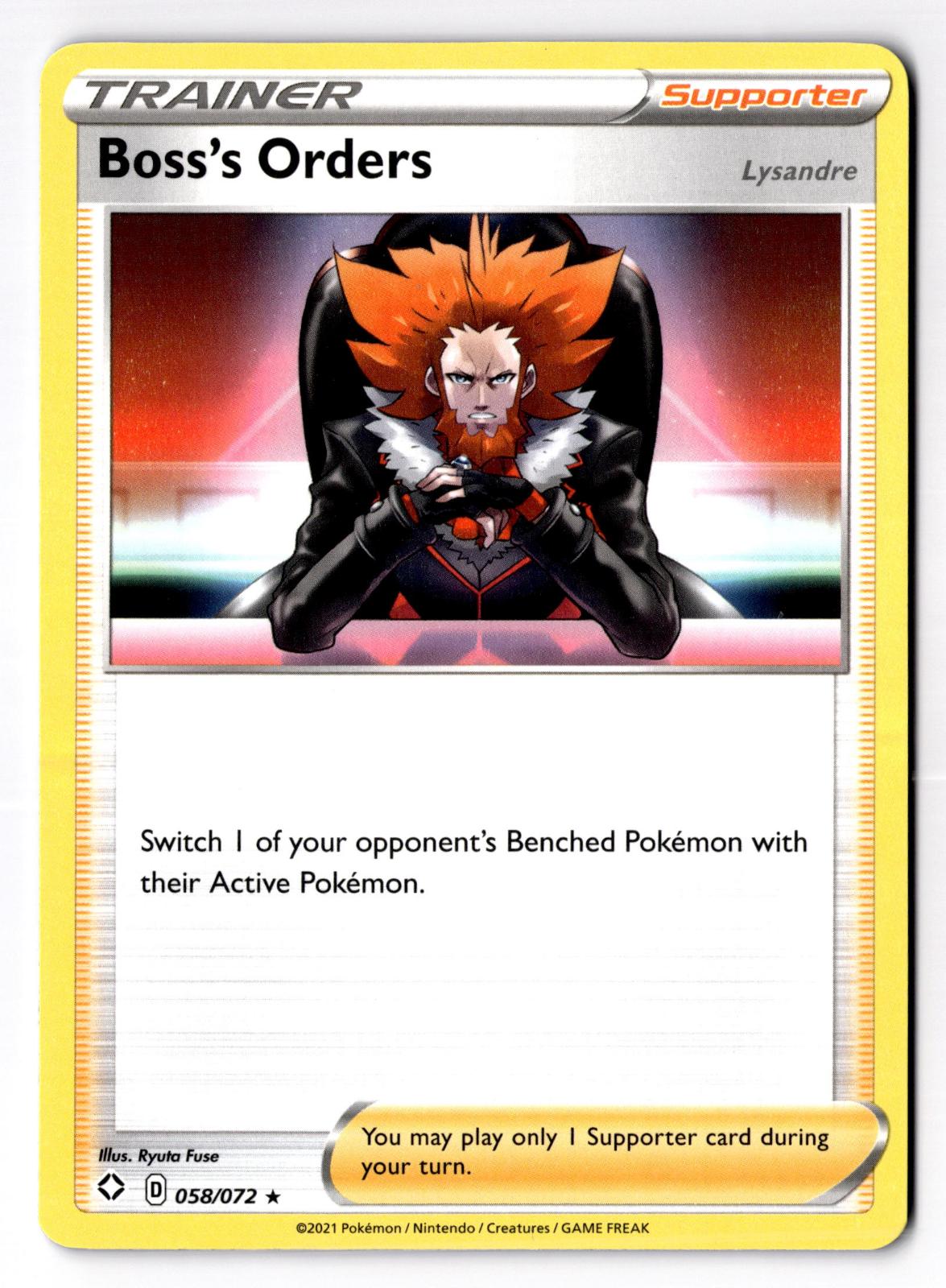 Boss's Orders 058/072 Rare Shining Fates Pokemon Near Mint