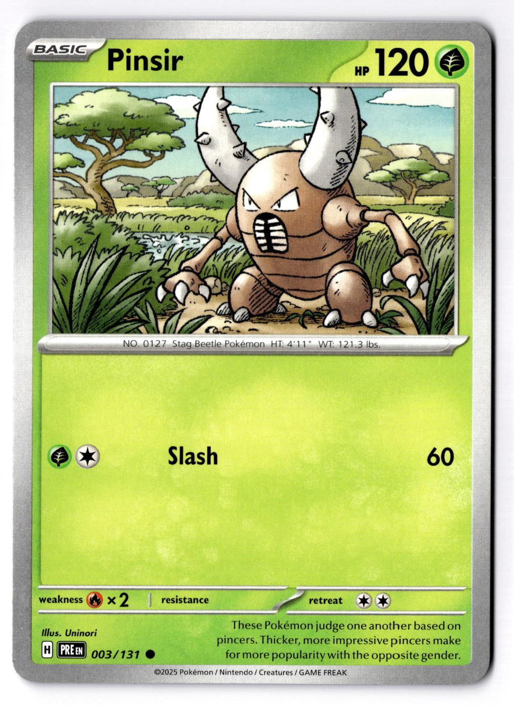 Pinsir 003/131 Common Prismatic Evolutions Pokemon Near Mint