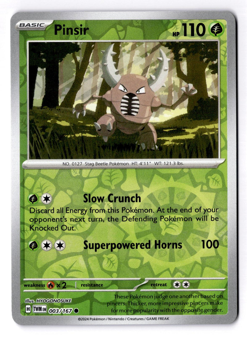 Pinsir 003/167 Common Twilight Masquerade Pokemon Reverse Holo Near Mint