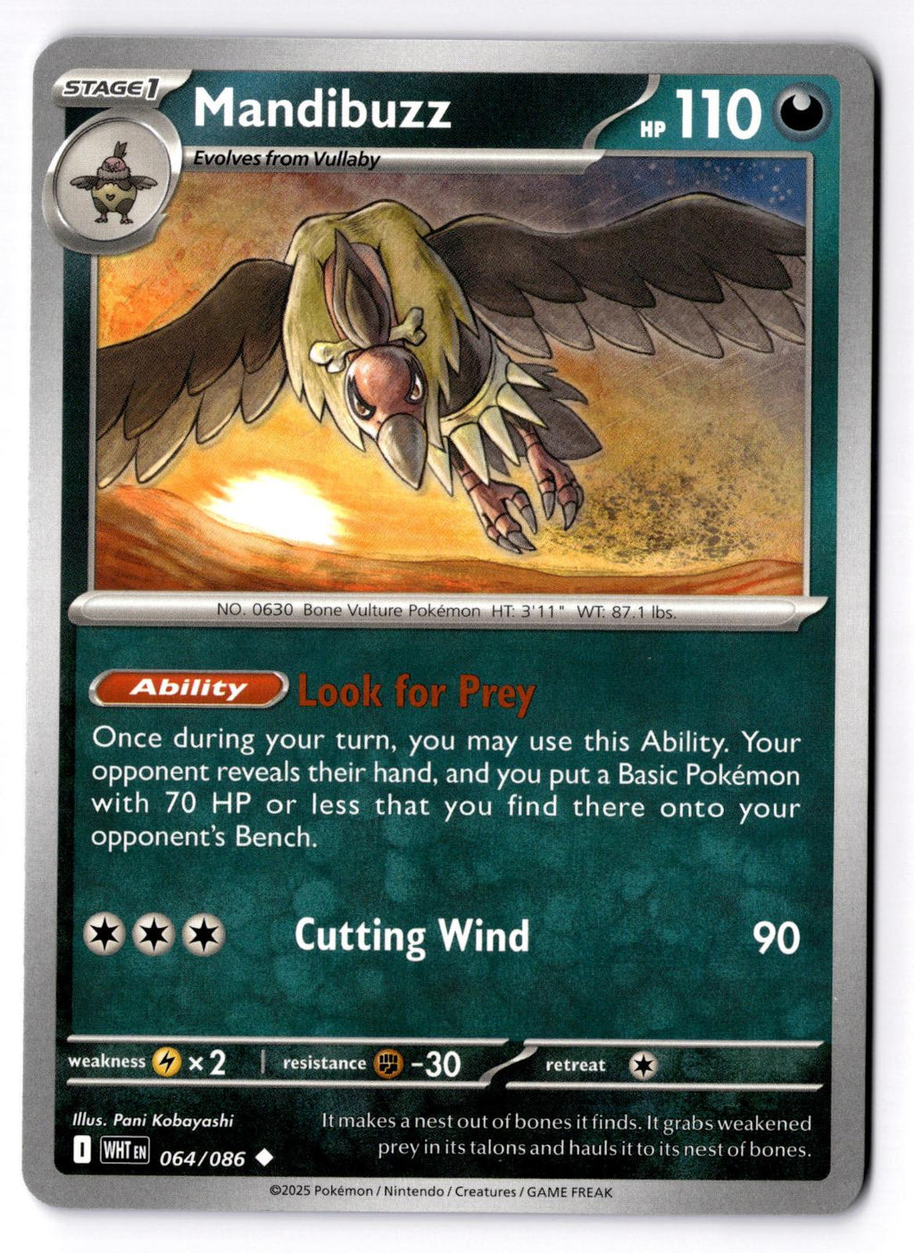Mandibuzz 064/086 Uncommon White Flare Pokemon Near Mint