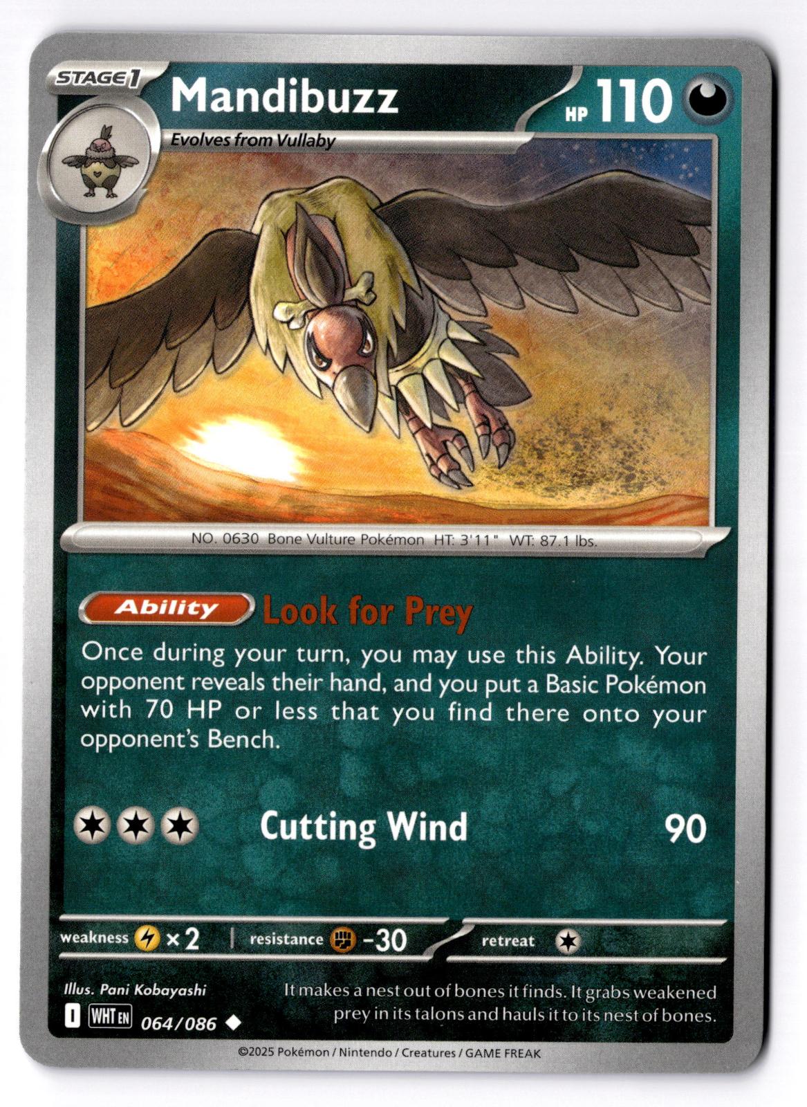 Mandibuzz 064/086 Uncommon White Flare Pokemon Near Mint