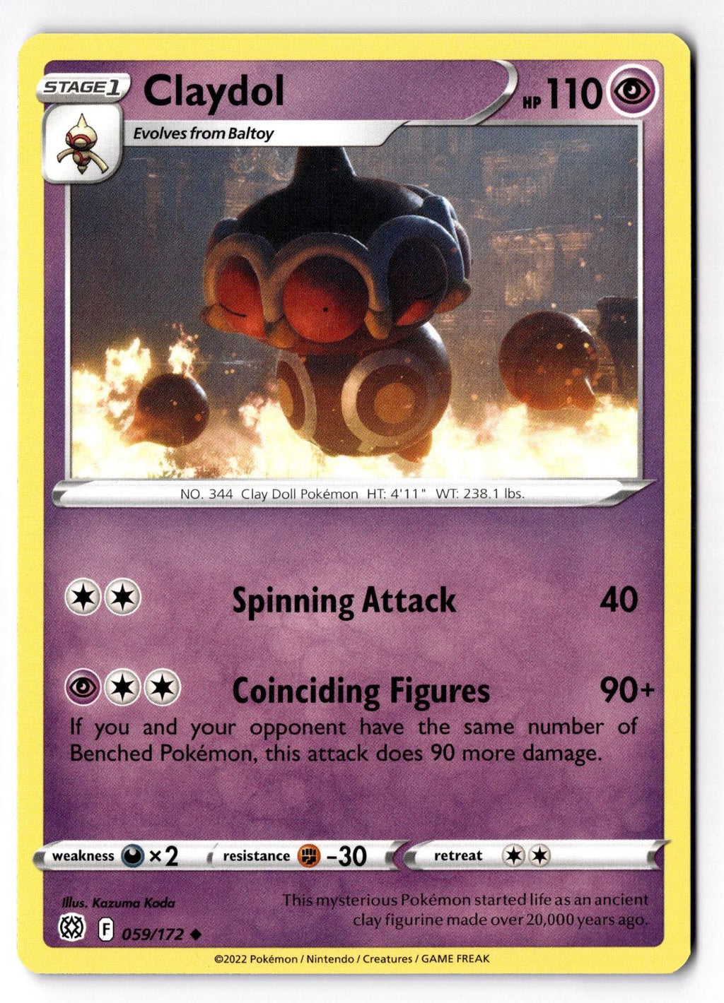 Claydol 059/172 Uncommon Brilliant Stars Pokemon Near Mint