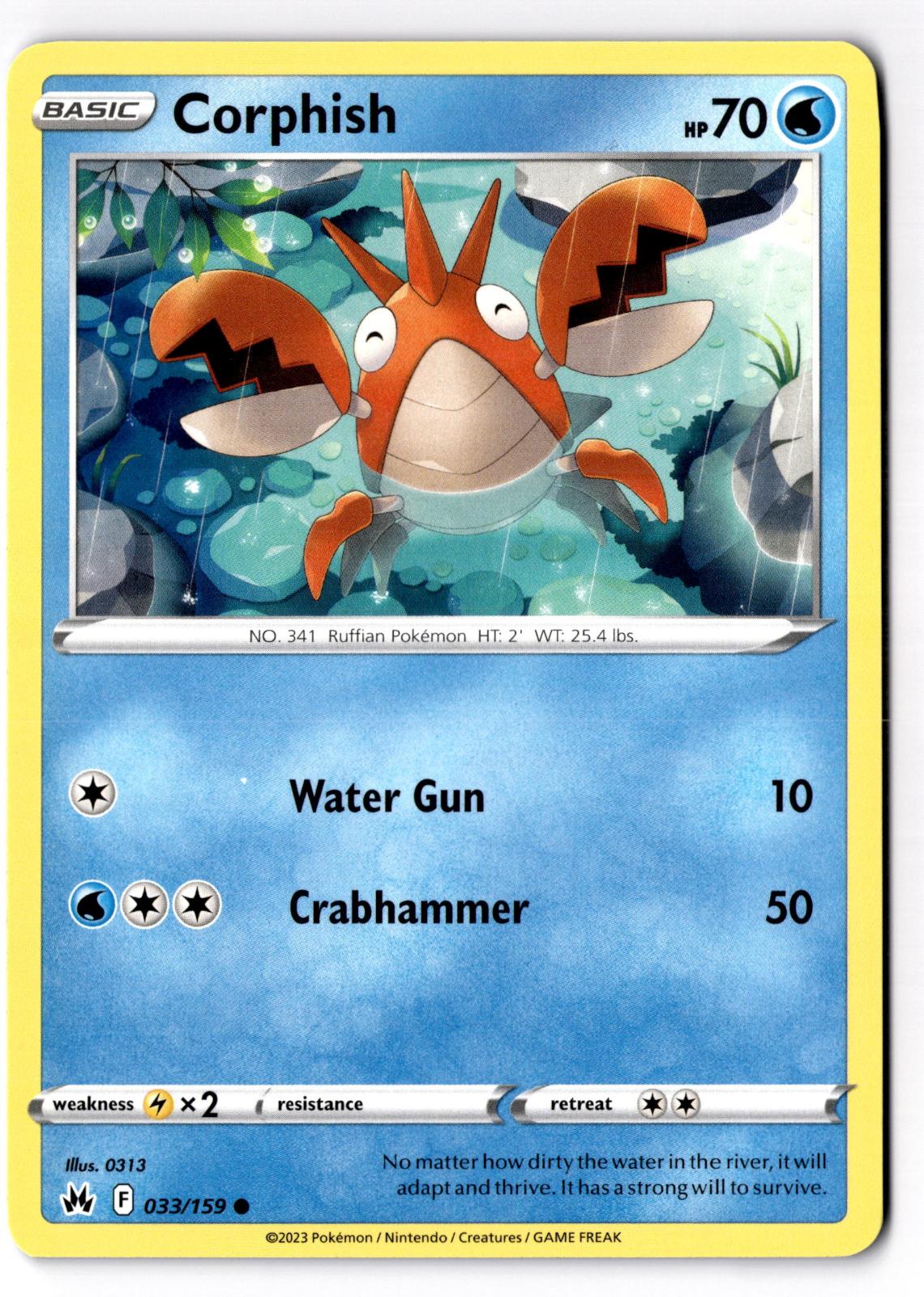 Corphish 033/159 Common Crown Zenith Pokemon Near Mint