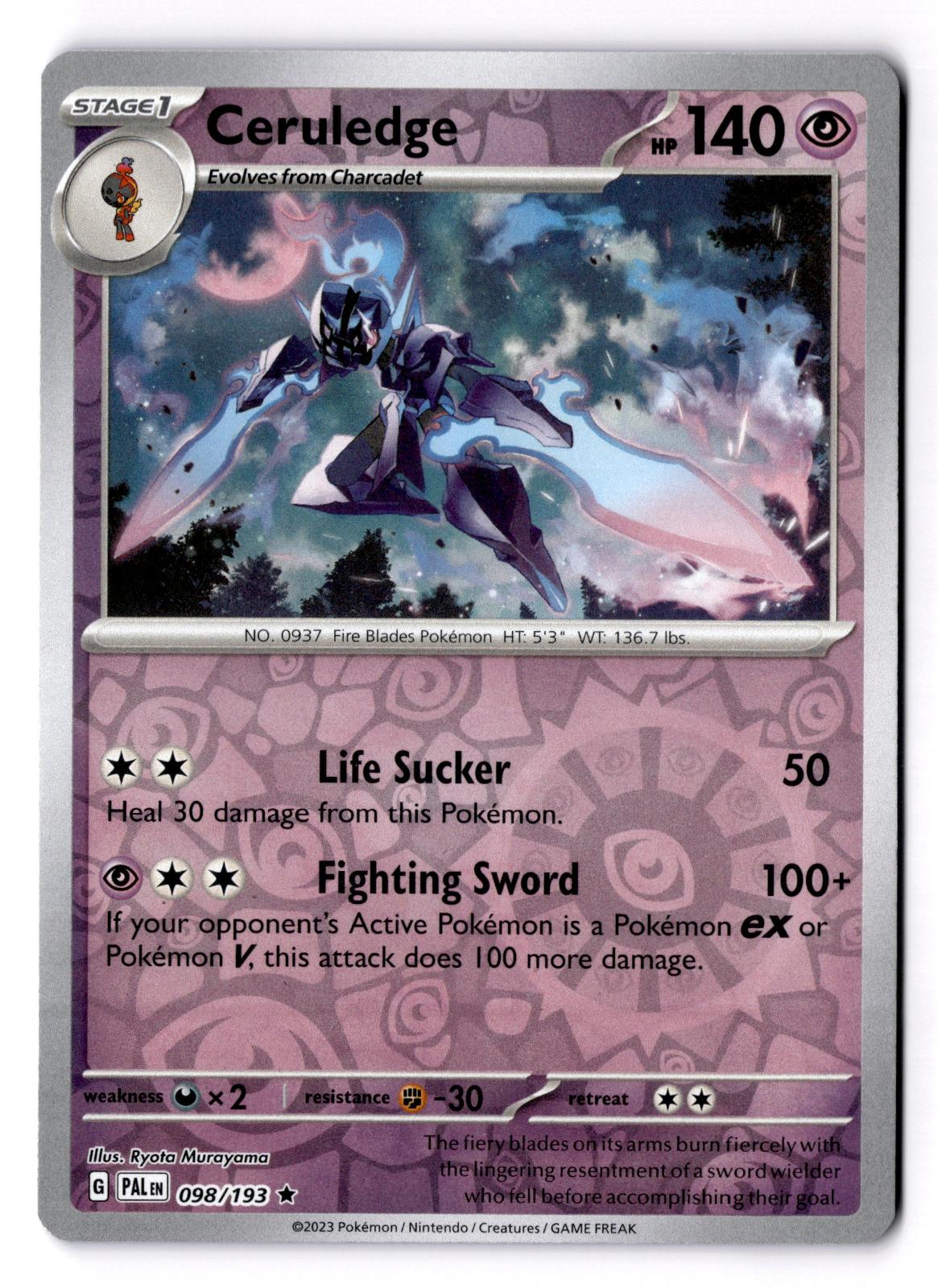Ceruledge 098/193 Rare Paldea Evolved Pokemon Reverse Holo Lightly Played