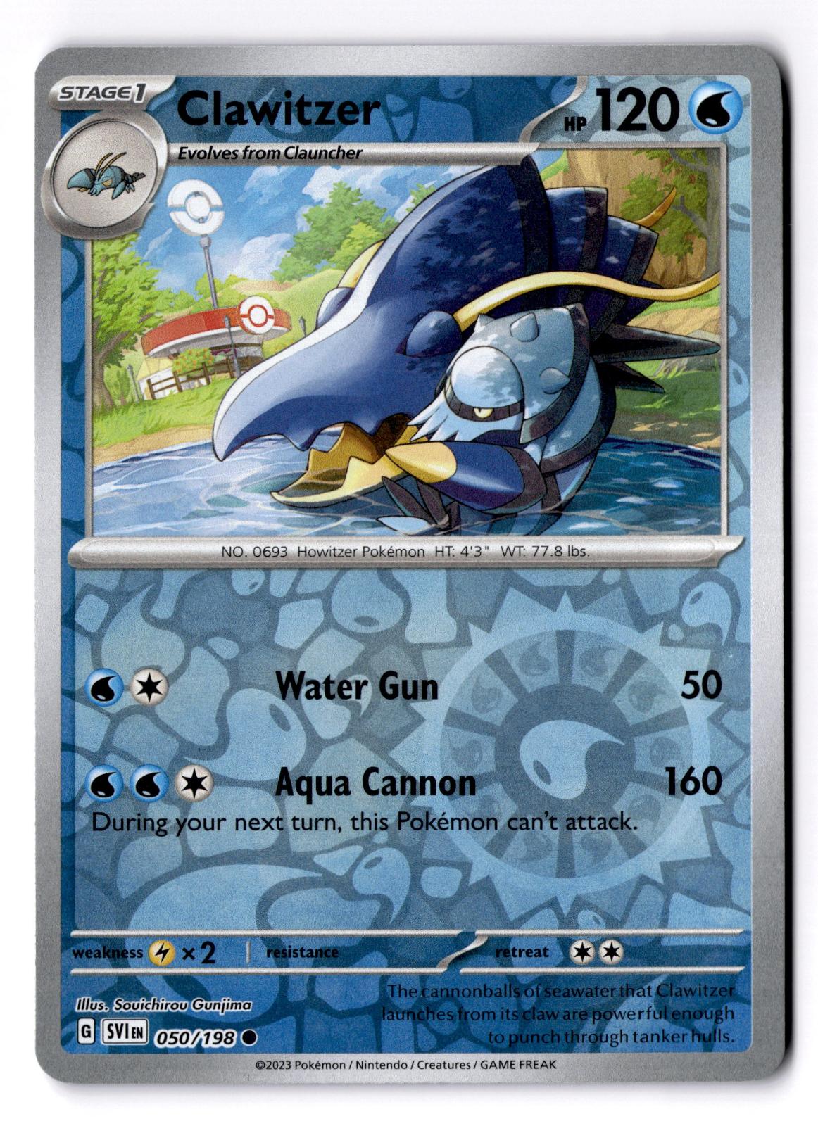 Clawitzer 050/198 Common Scarlet & Violet Pokemon Reverse Holo Near Mint